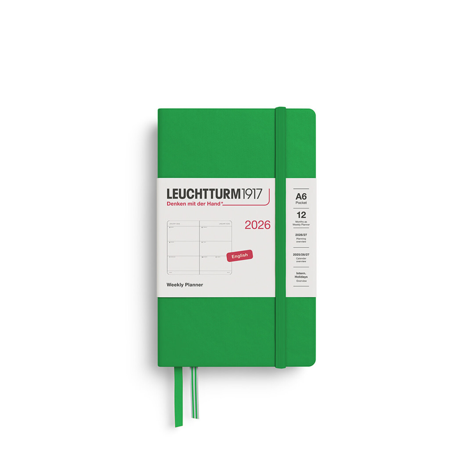 Leuchtturm Leuchtturm1917 Weekly Planner 2026, Pocket (A6), Hardcover, Spring Leaf