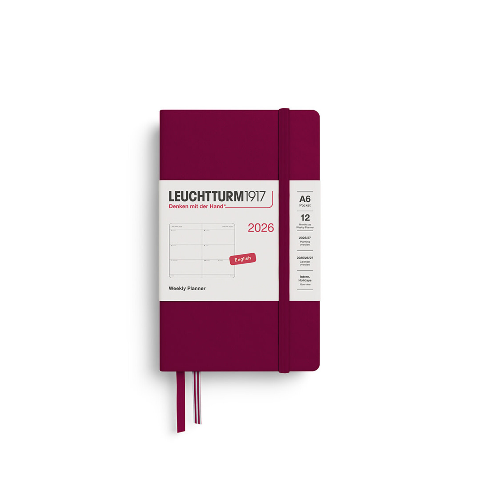Leuchtturm Leuchtturm1917 Weekly Planner 2026, Pocket (A6), Hardcover, Port Red