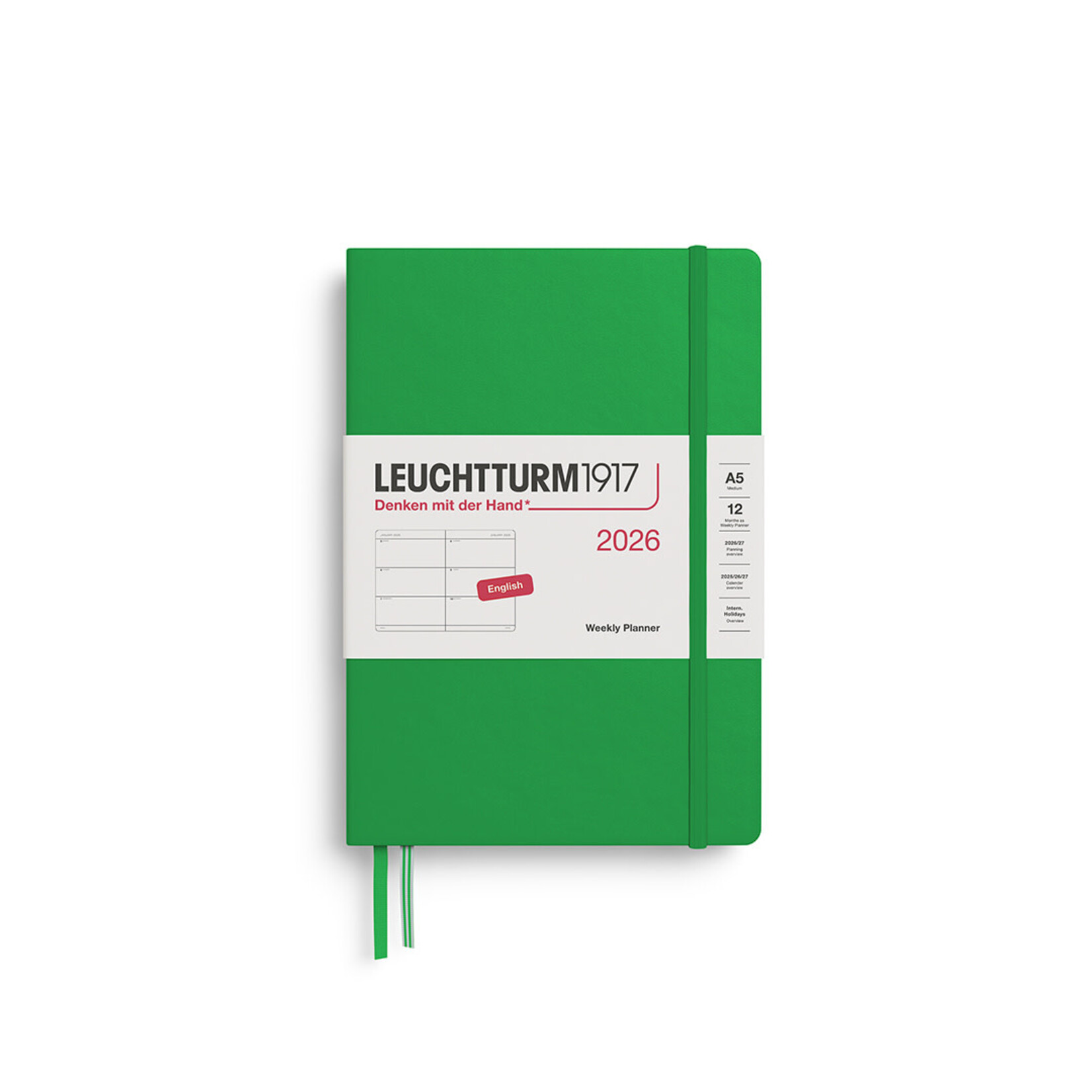 Leuchtturm Leuchtturm Weekly Planner 2026, A5, Hardcover - Spring Leaf
