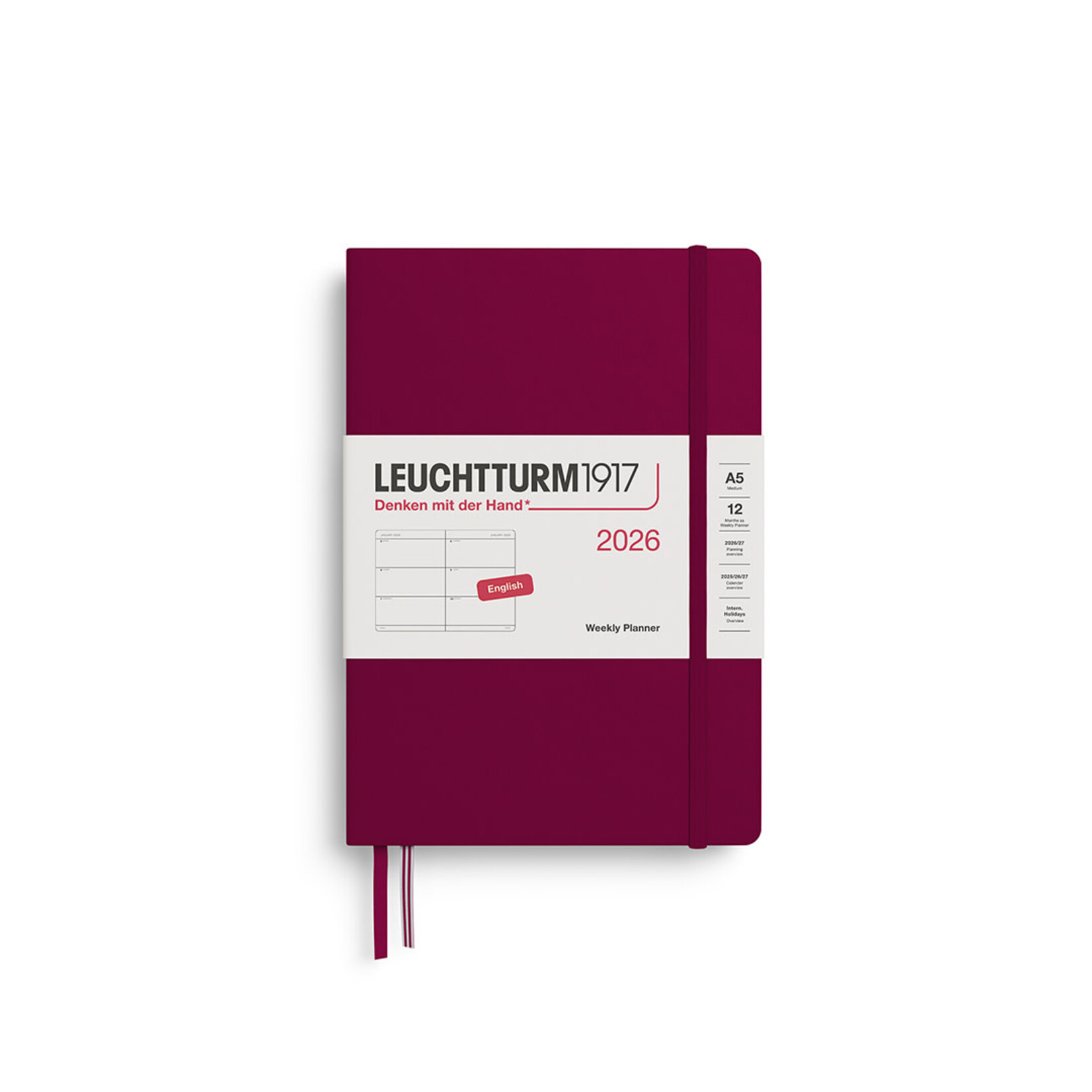 Leuchtturm Leuchtturm1917 Weekly Planner 2026, A5, Hardcover, Port Red