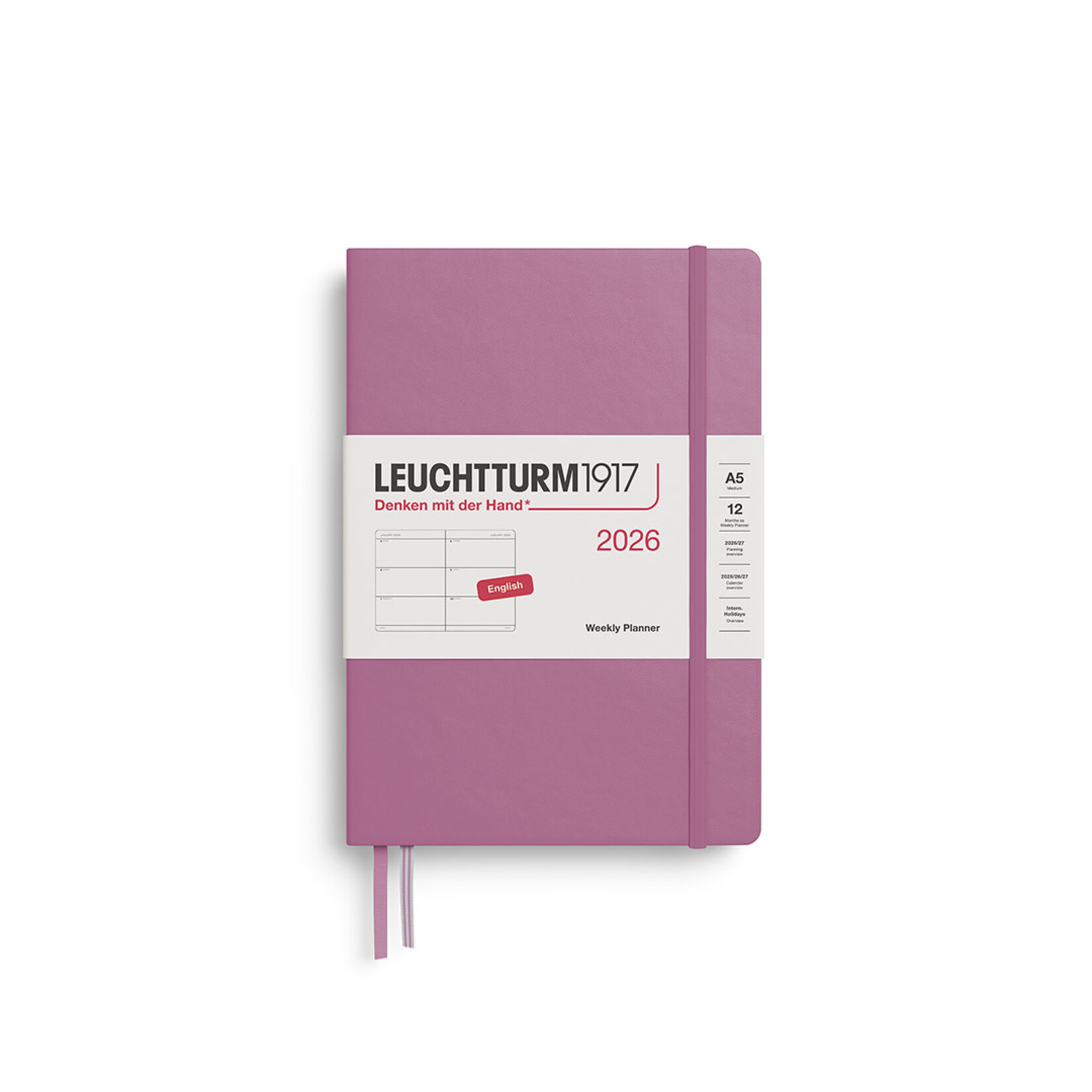 Leuchtturm Leuchtturm1917 Weekly Planner 2026, A5, Hardcover, Dusty Rose