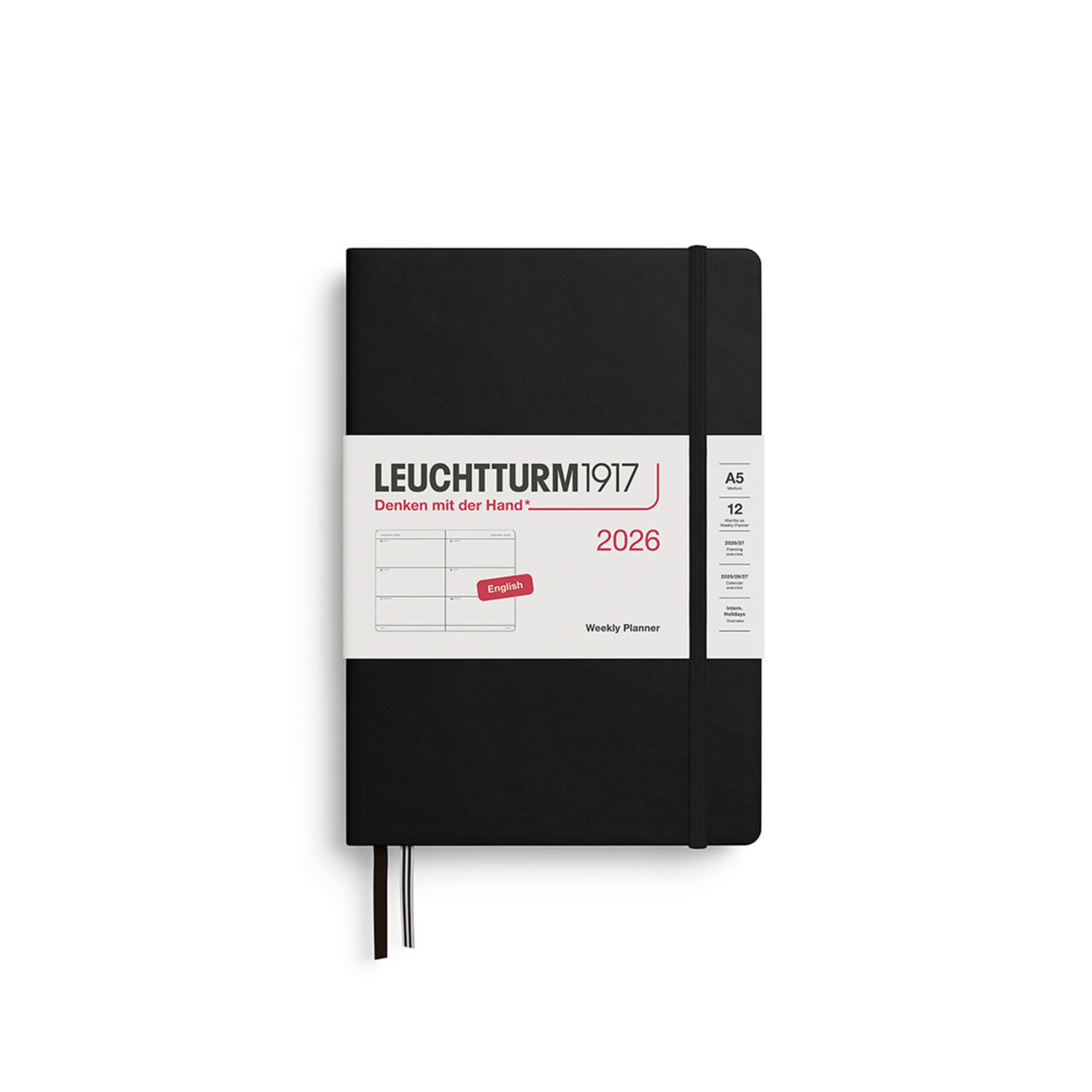 Leuchtturm Leuchtturm1917 Weekly Planner 2026, A5, Hardcover, Black