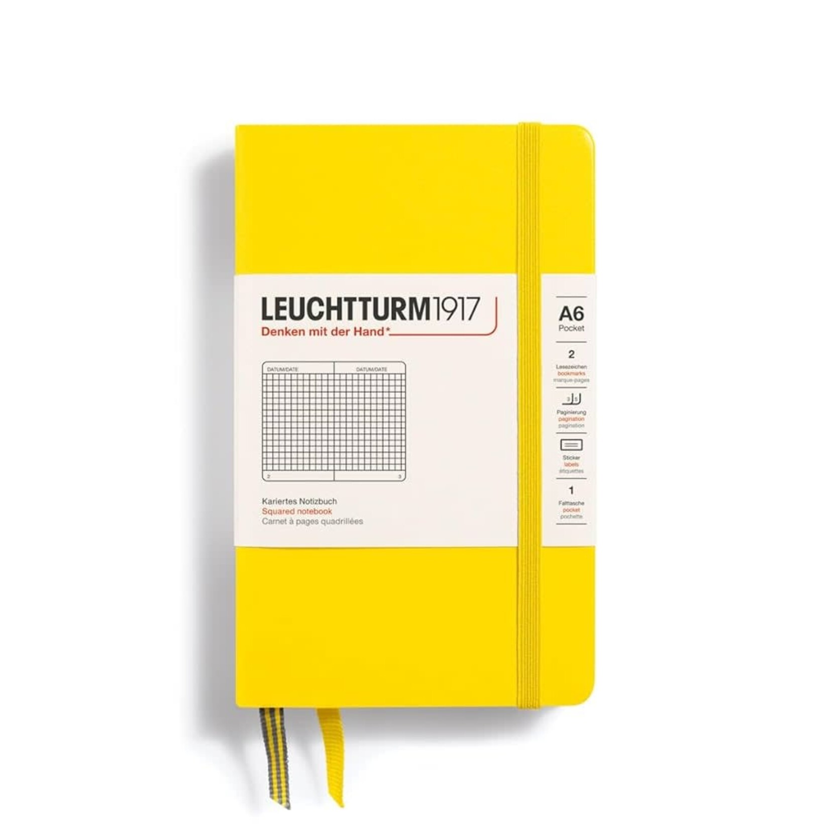 Leuchtturm Leuchtturm Squared Pocket Hardcover Notebook, Lemon