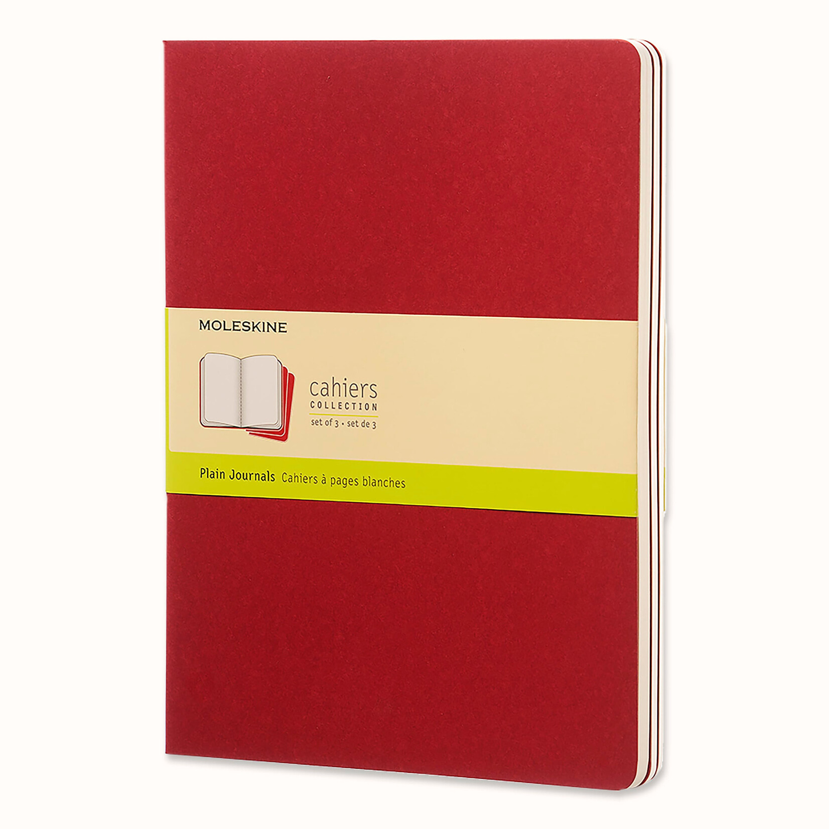 Moleskine Moleskine Cahier Journal, XL, Softcover - Cranberry Red, Plain (Set of 3)