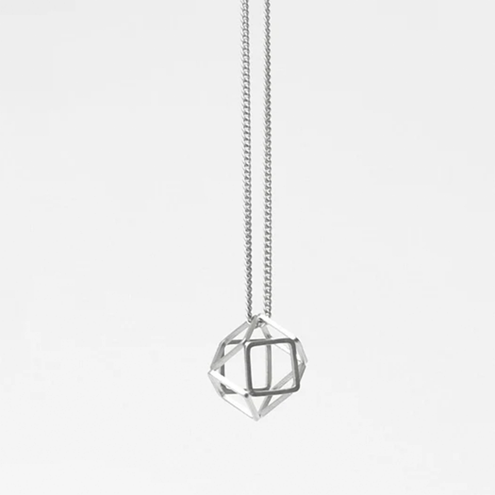 PURSUITS PURSUITS Hollow 3D Hexagon Necklace (Satin Silver)