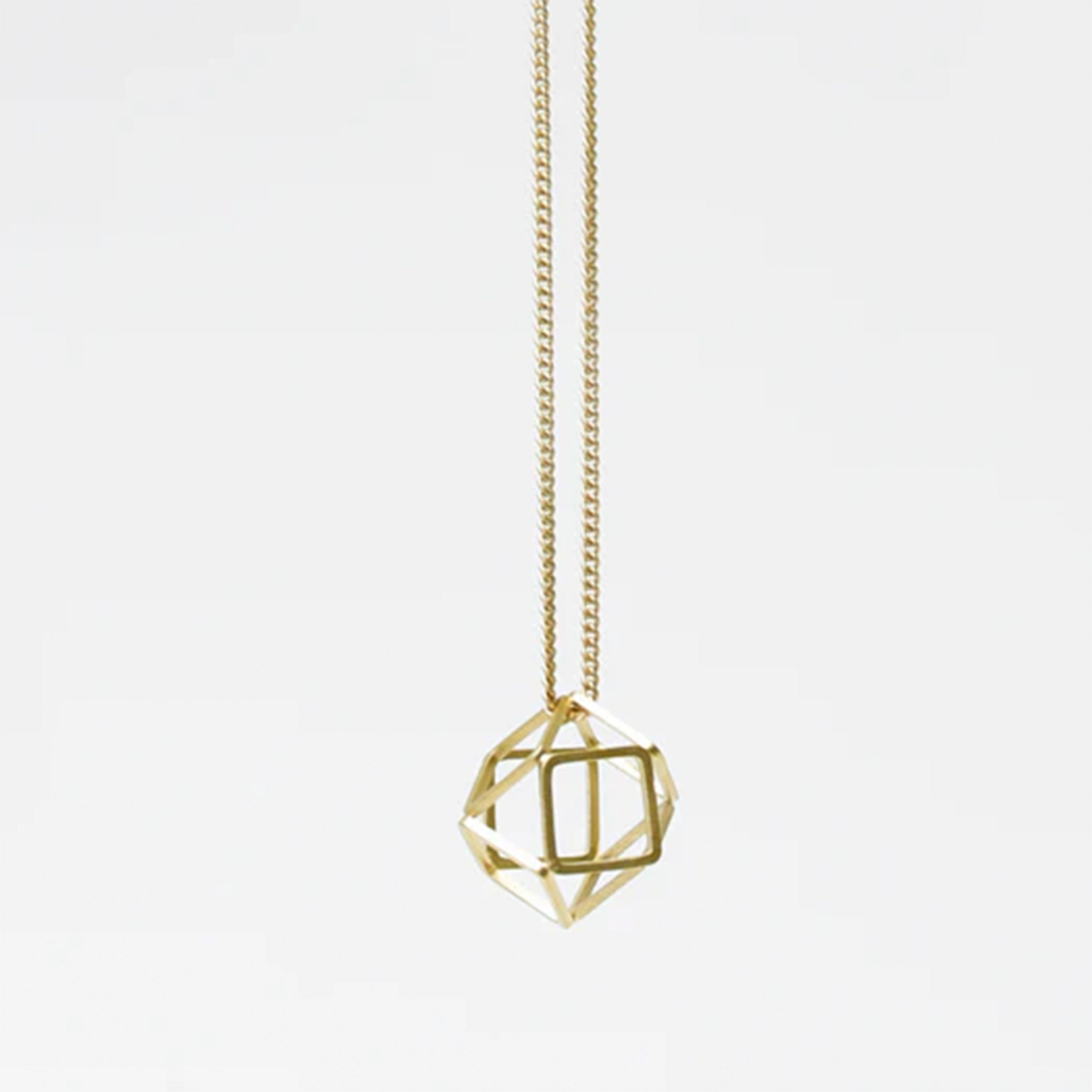 PURSUITS PURSUITS Hollow 3D Hexagon Necklace (Satin Gold)