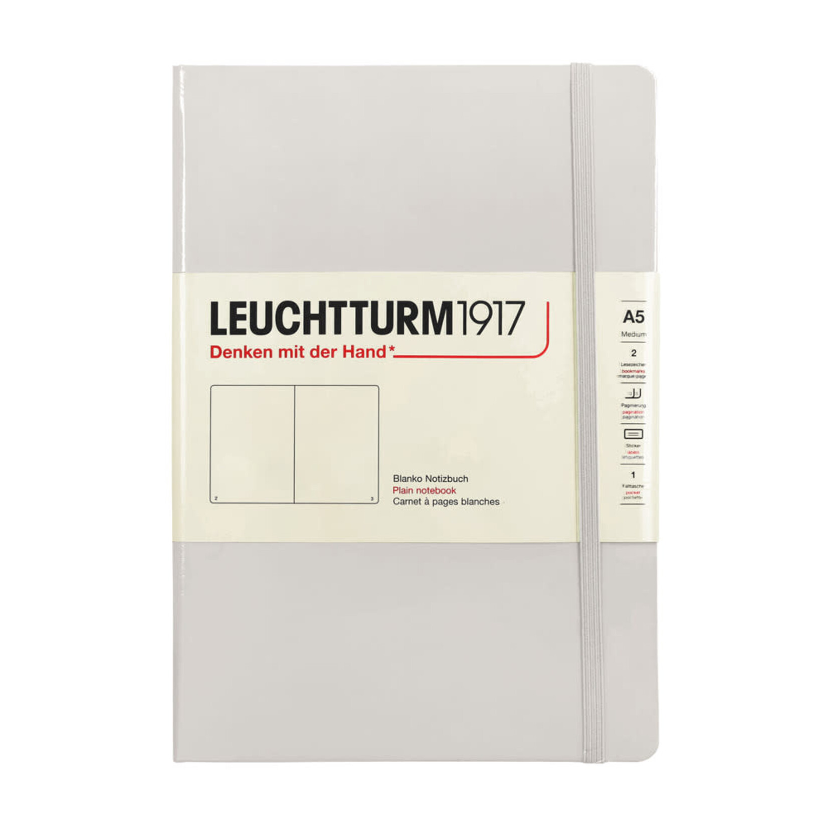 Leuchtturm Leuchtturm1917 Notebook, Medium (A5), Hardcover - Light Grey, Plain