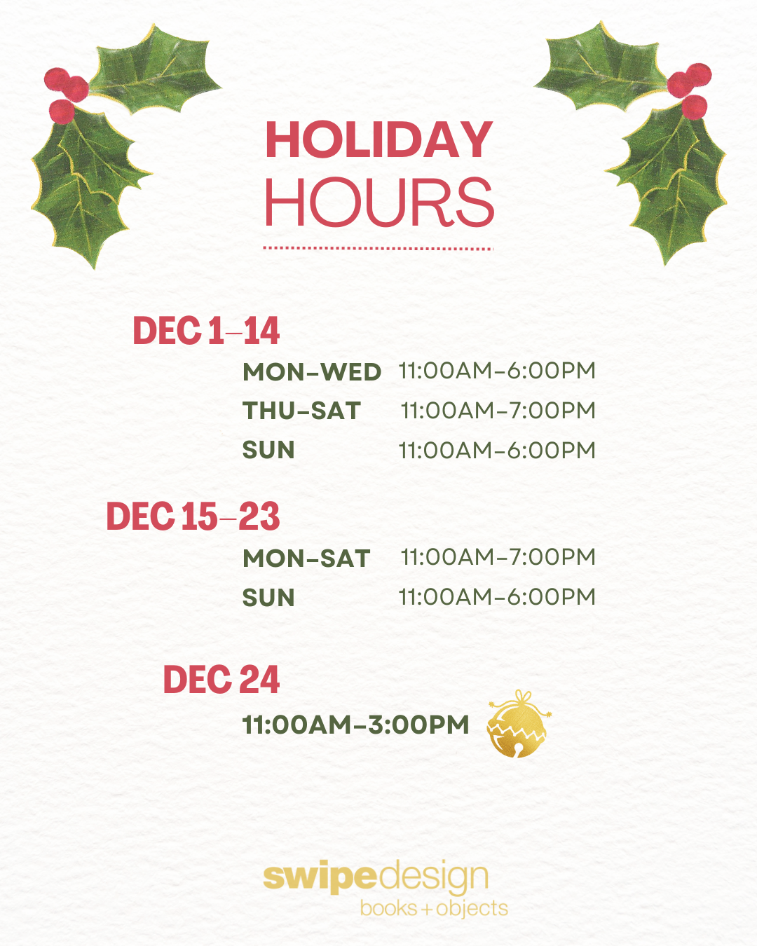 Holiday Hours 2025