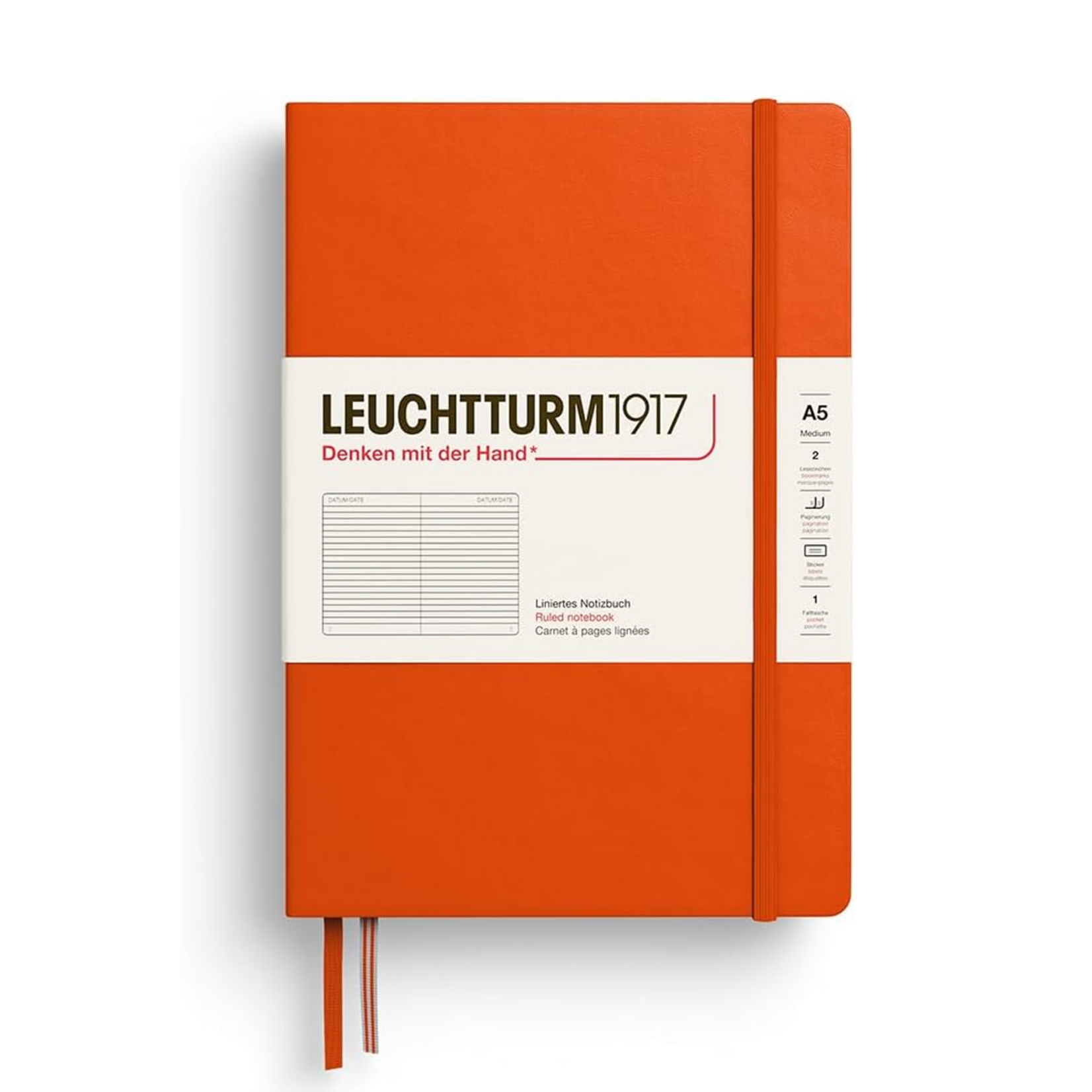 Leuchtturm Leuchtturm A5 Hardcover Notebook - Pumpkin, Squared