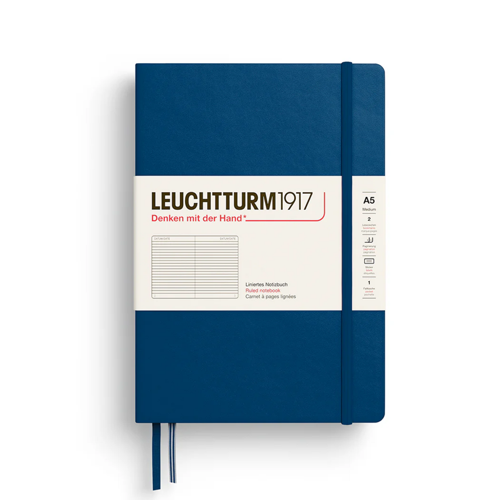 Leuchtturm Leuchtturm A5 Hardcover Notebook, Indigo, Ruled