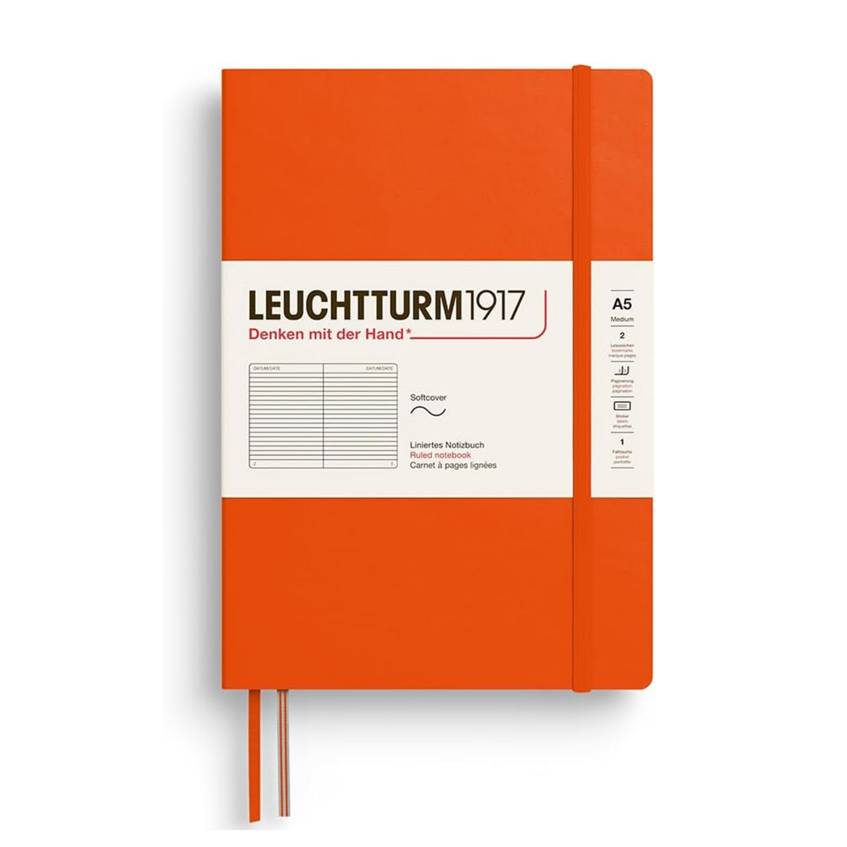 Leuchtturm Leuchtturm A5 Softcover Notebook, Pumpkin, Ruled
