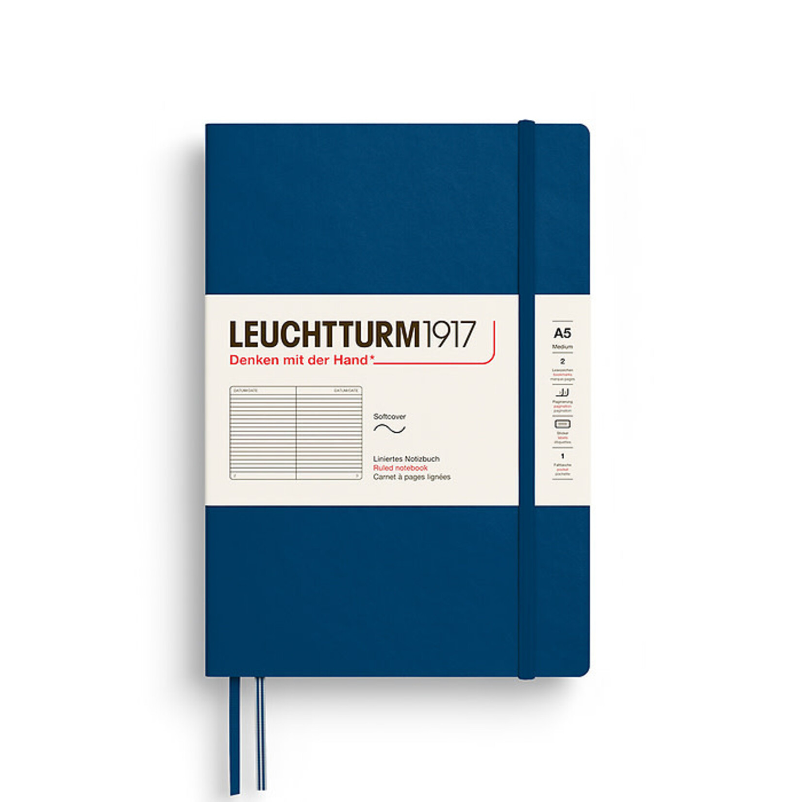 Leuchtturm Leuchtturm1917 Notebook, Medium (A5), Softcover - Indigo, Ruled