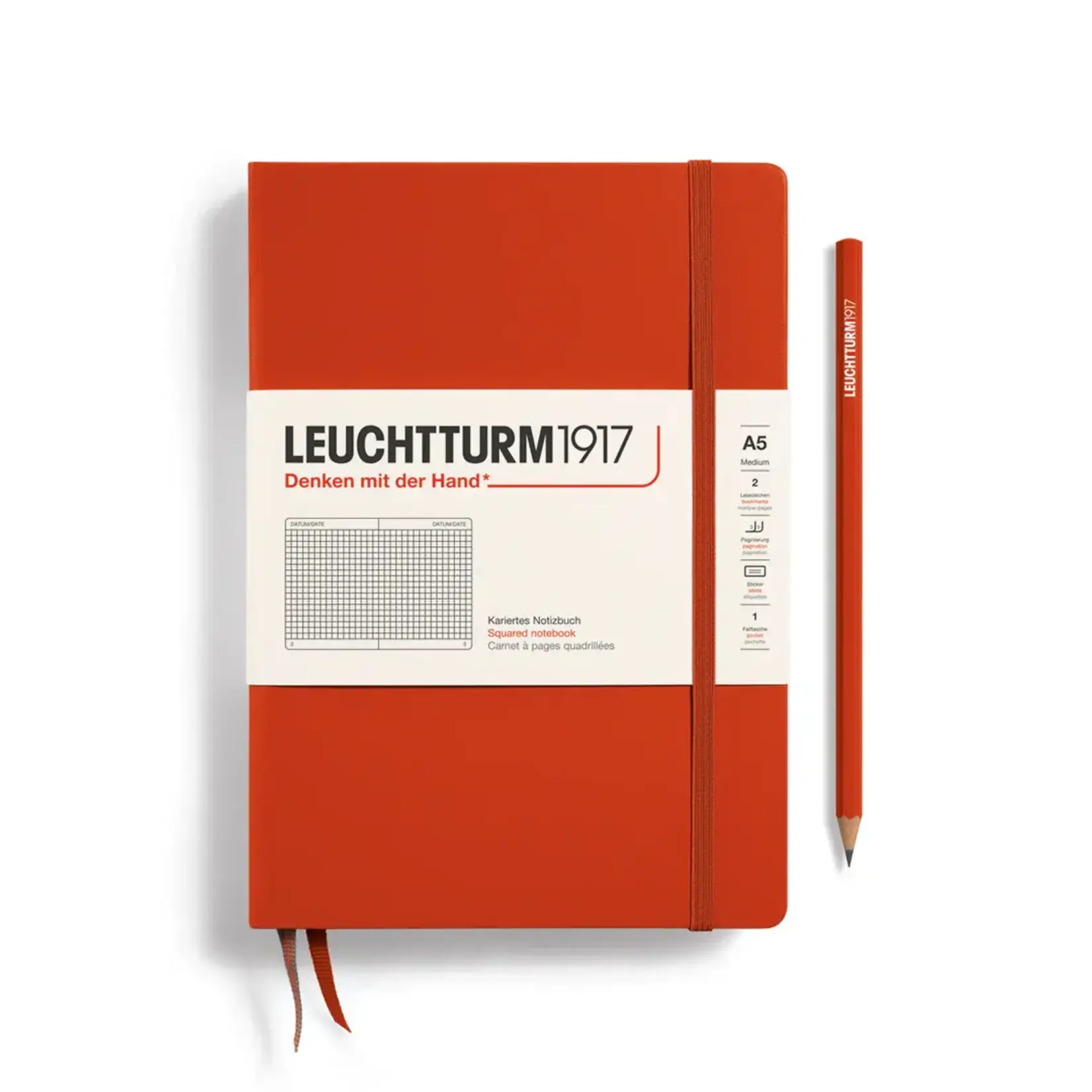 Leuchtturm Leuchtturm1917 Notebook, Medium (A5), Hardcover - Fox Red, Dotted