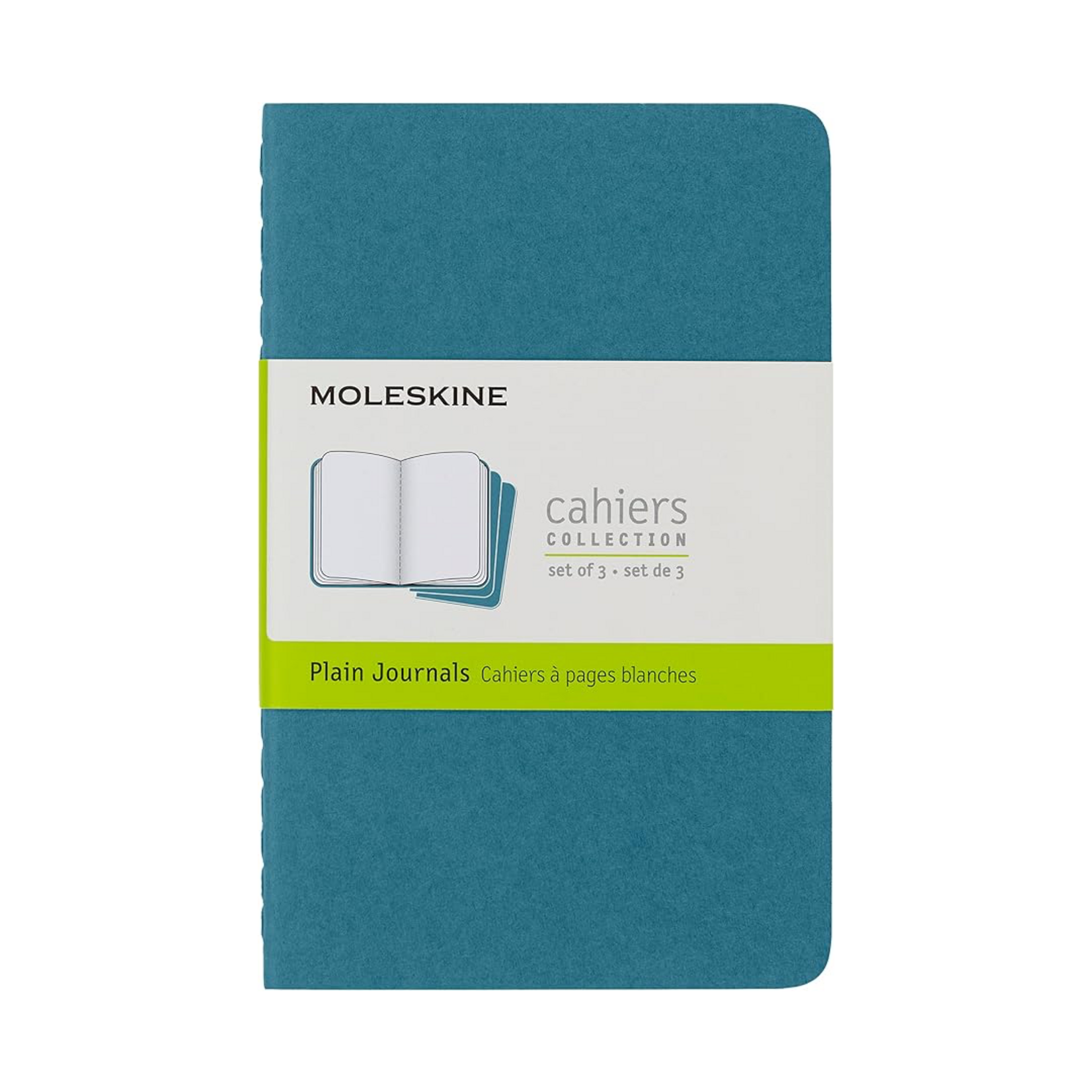 Moleskine Moleskine Cahiers Collection, Pocket, Plain, Brisk Blue, Set of 3 Journals