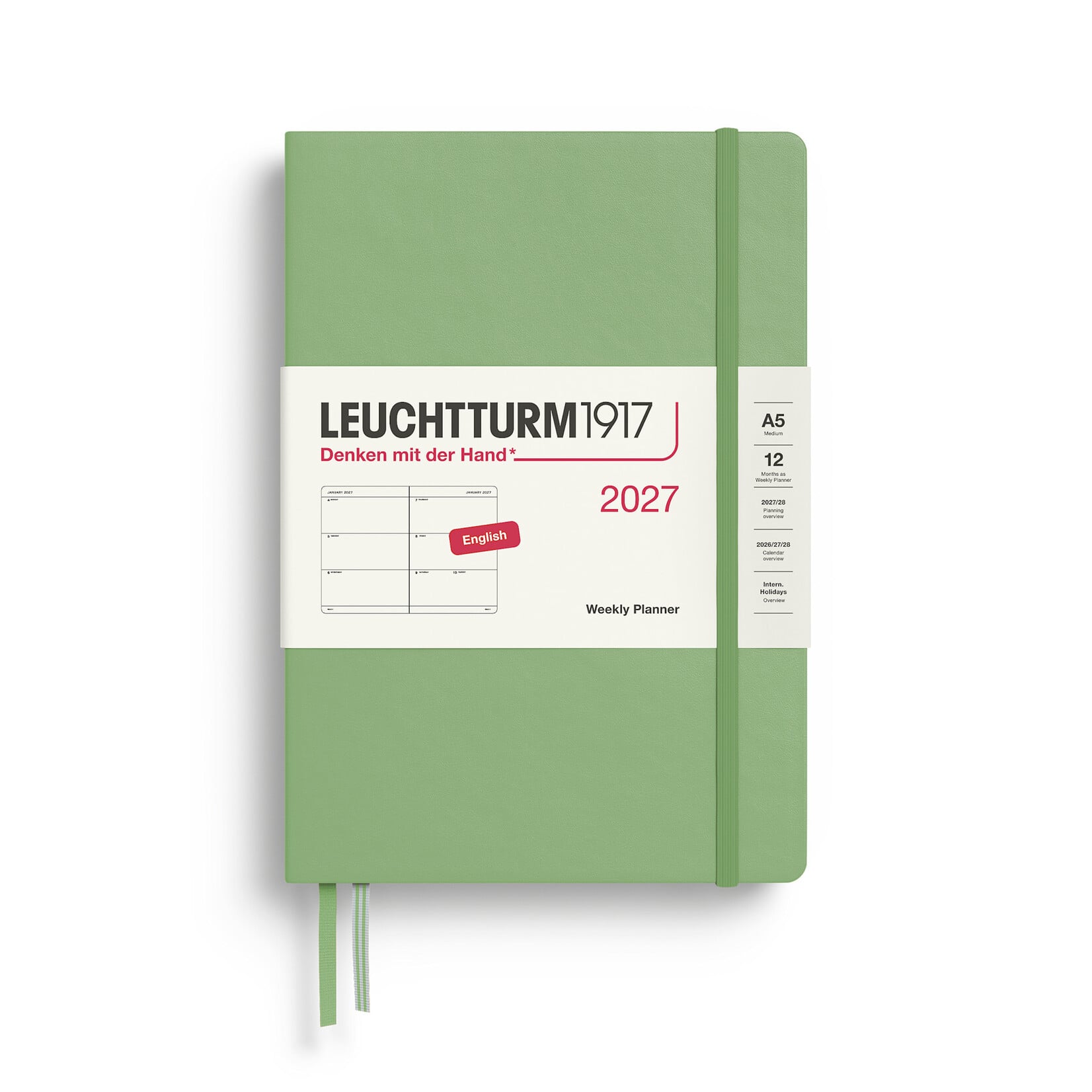 Leuchtturm Leuchtturm1917 Weekly Planner 2027, Medium (A5) Hardcover - Sage