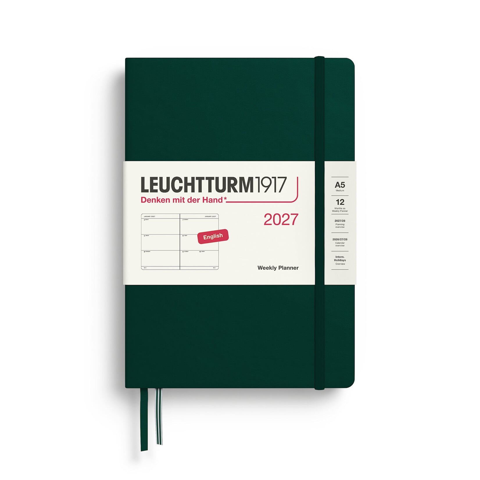 Leuchtturm Leuchtturm1917 Weekly Planner 2027, Medium (A5) Hardcover - Forest Green