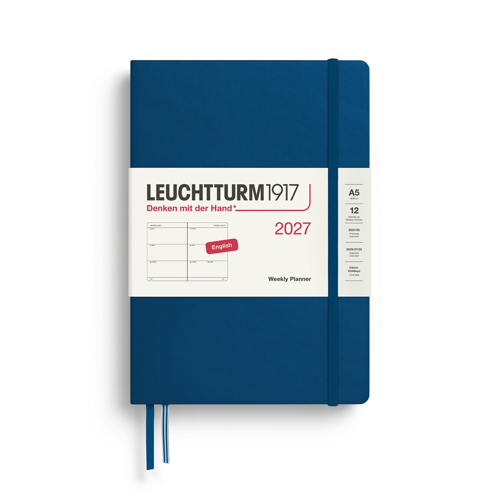 Leuchtturm Leuchtturm1917 Weekly Planner 2027, Medium (A5) Hardcover - Indigo