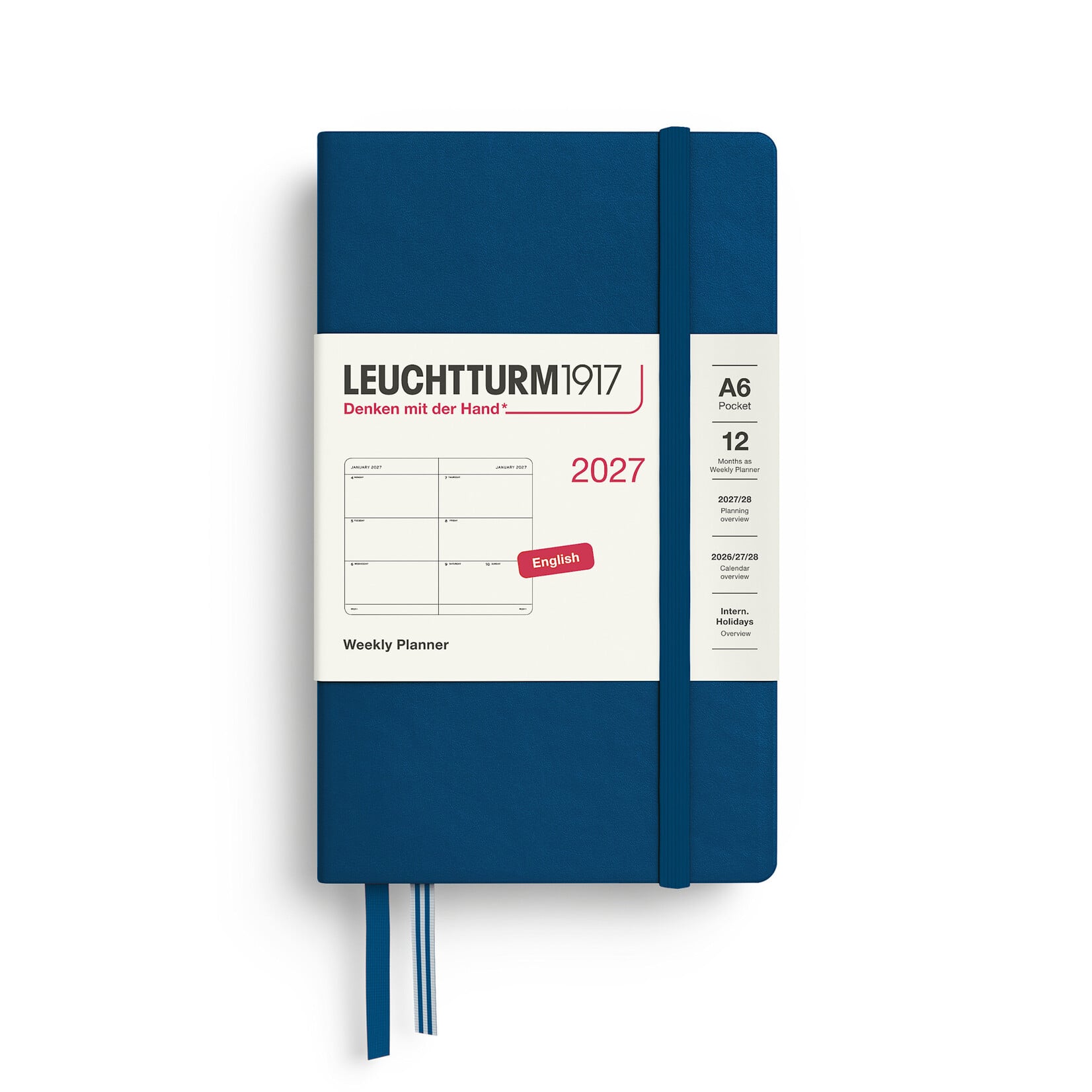 Leuchtturm Leuchtturm1917 Weekly Planner 2027, Pocket (A6) Hardcover - Indigo