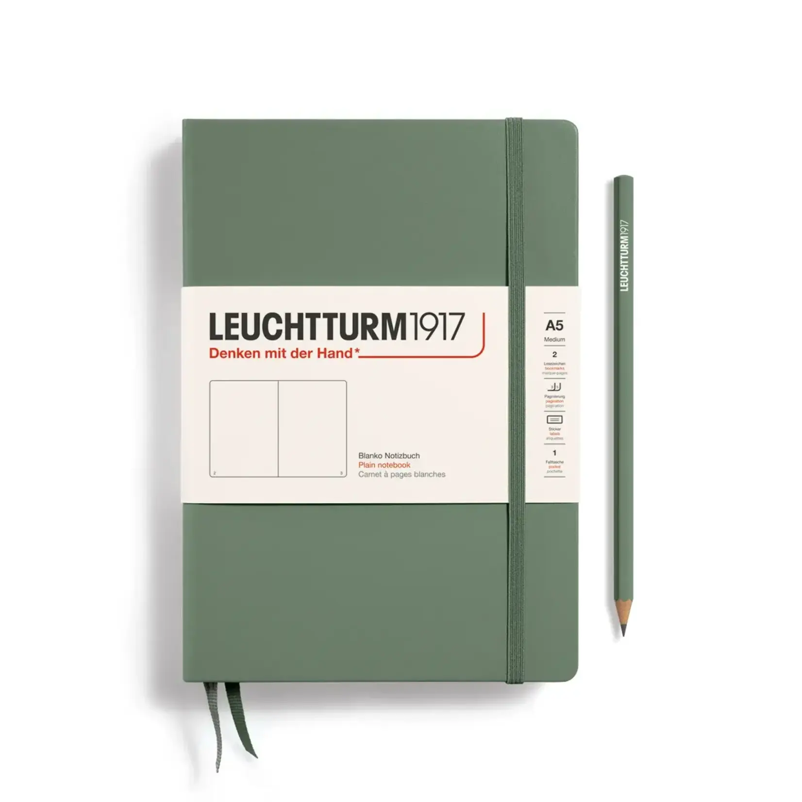 Leuchtturm Leuchtturm A5 Hardcover Notebook, Olive, Plain