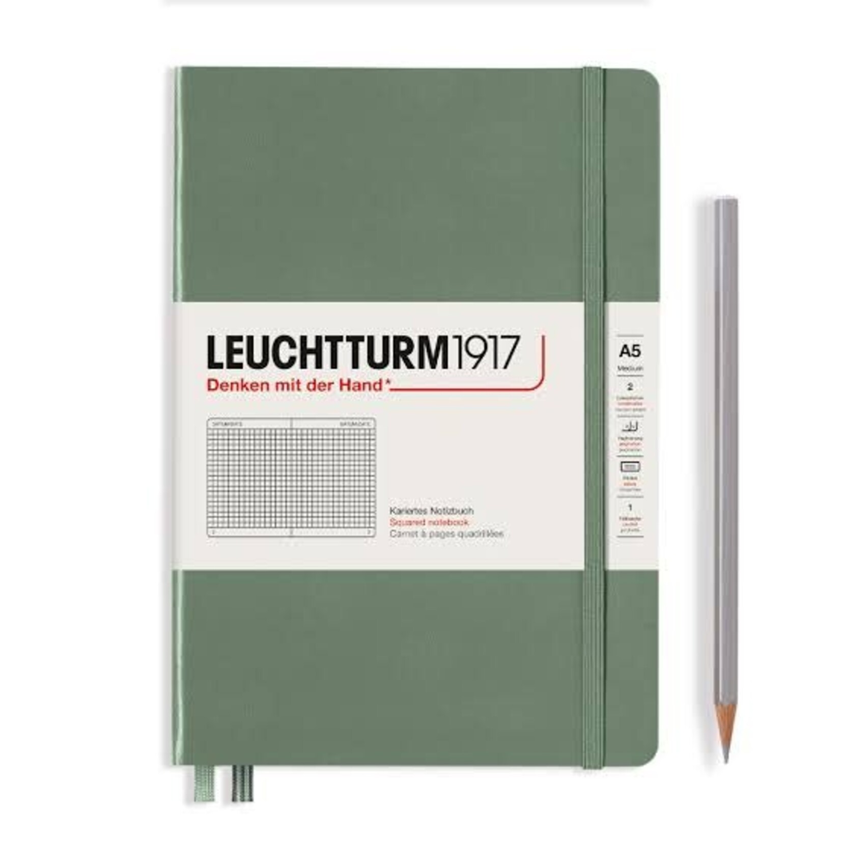 Leuchtturm Leuchtturm A5 Hardcover Notebook, Olive, Squared