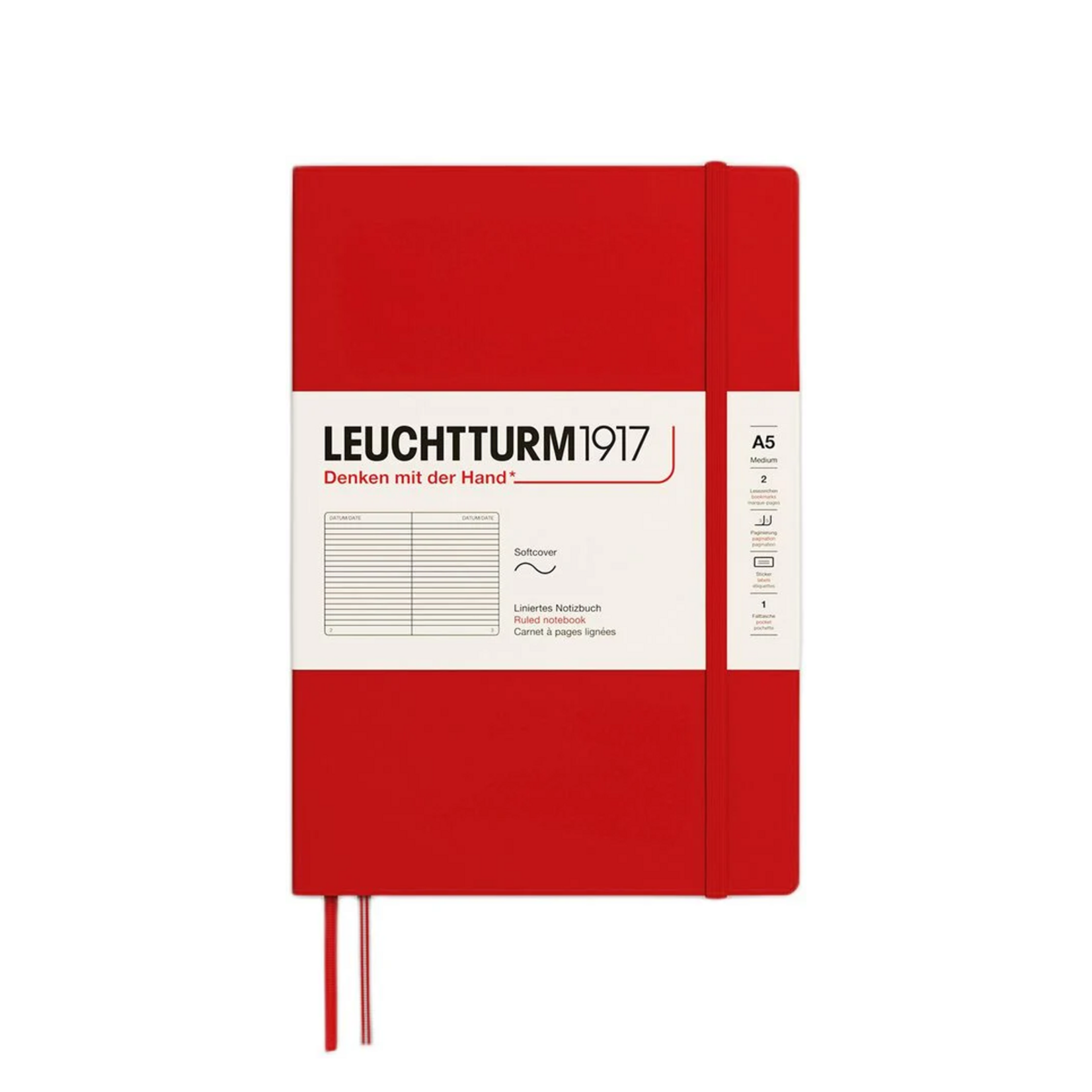 Leuchtturm Leuchtturm A5 Softcover Notebook - Cherry, Lined