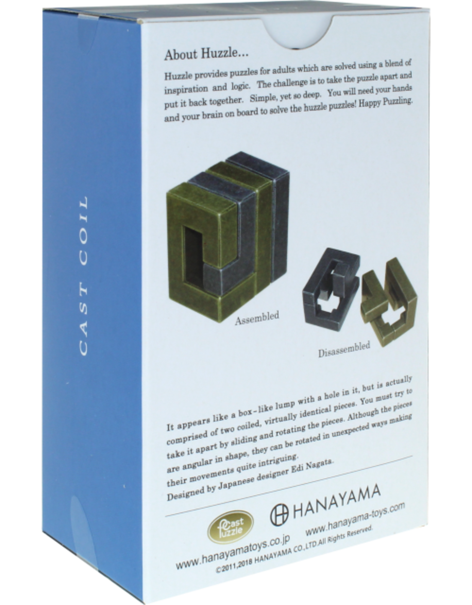 Coil Puzzle - Hanayama Cast Metal Puzzle - Difficulty Level 3/6