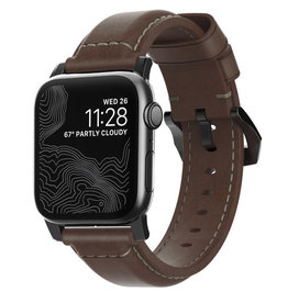 Nomad - Traditional Leather Band Rustic Brown with Black Hardware for Apple Watch 44/42mm