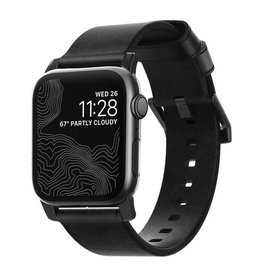 Nomad - Modern Leather Band Black with Black Hardware for Apple Watch 44/42mm
