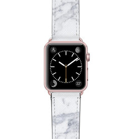 Casetify - Safiano Leather Band White Marble for Apple Watch Series 6/SE 44mm/42mm