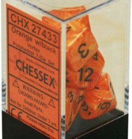 Chessex VORTEX 7-DIE SET ORANGE/BLACK