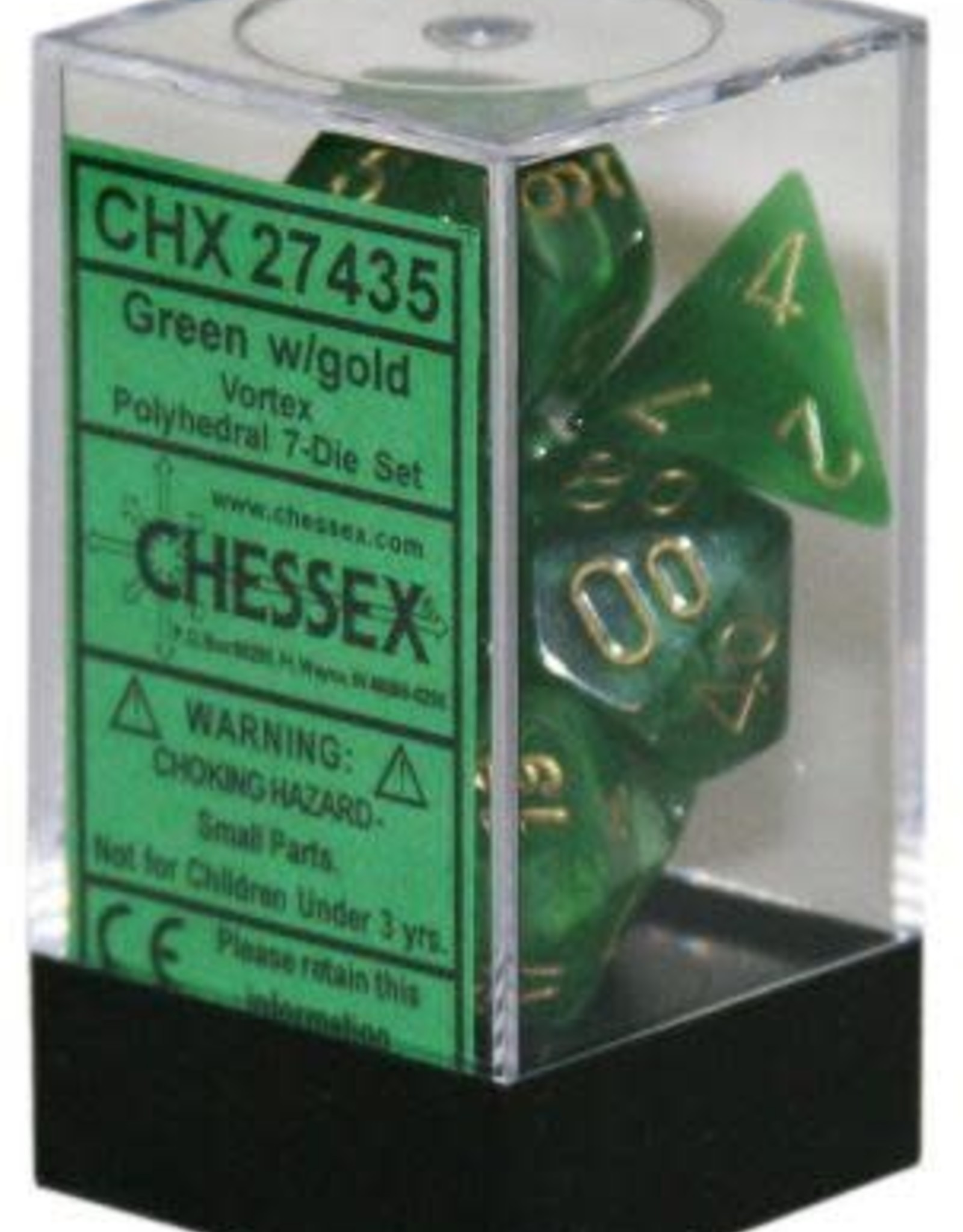 Chessex VORTEX 7-DIE SET GREEN/GOLD