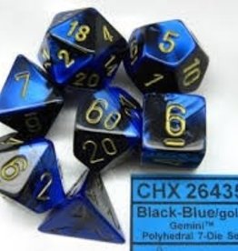 Chessex GEMINI 7-DIE SET BLACK-BLUE/GOLD