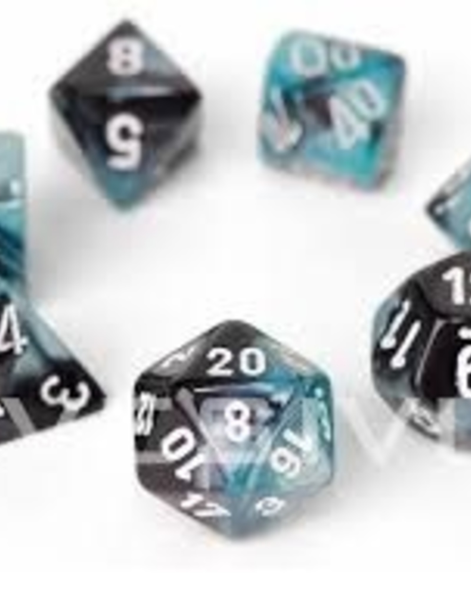 Chessex GEMINI 7-DIE SET BLACK-SHELL/ WHITE