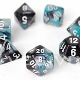 Chessex GEMINI 7-DIE SET BLACK-SHELL/ WHITE
