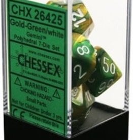 Chessex GEMINI 7-DIE SET GOLD-GREEN/WHITE