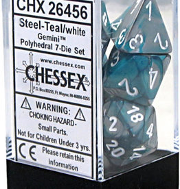 Chessex Chessex Gemini Dice (7) Steel-Teal/White