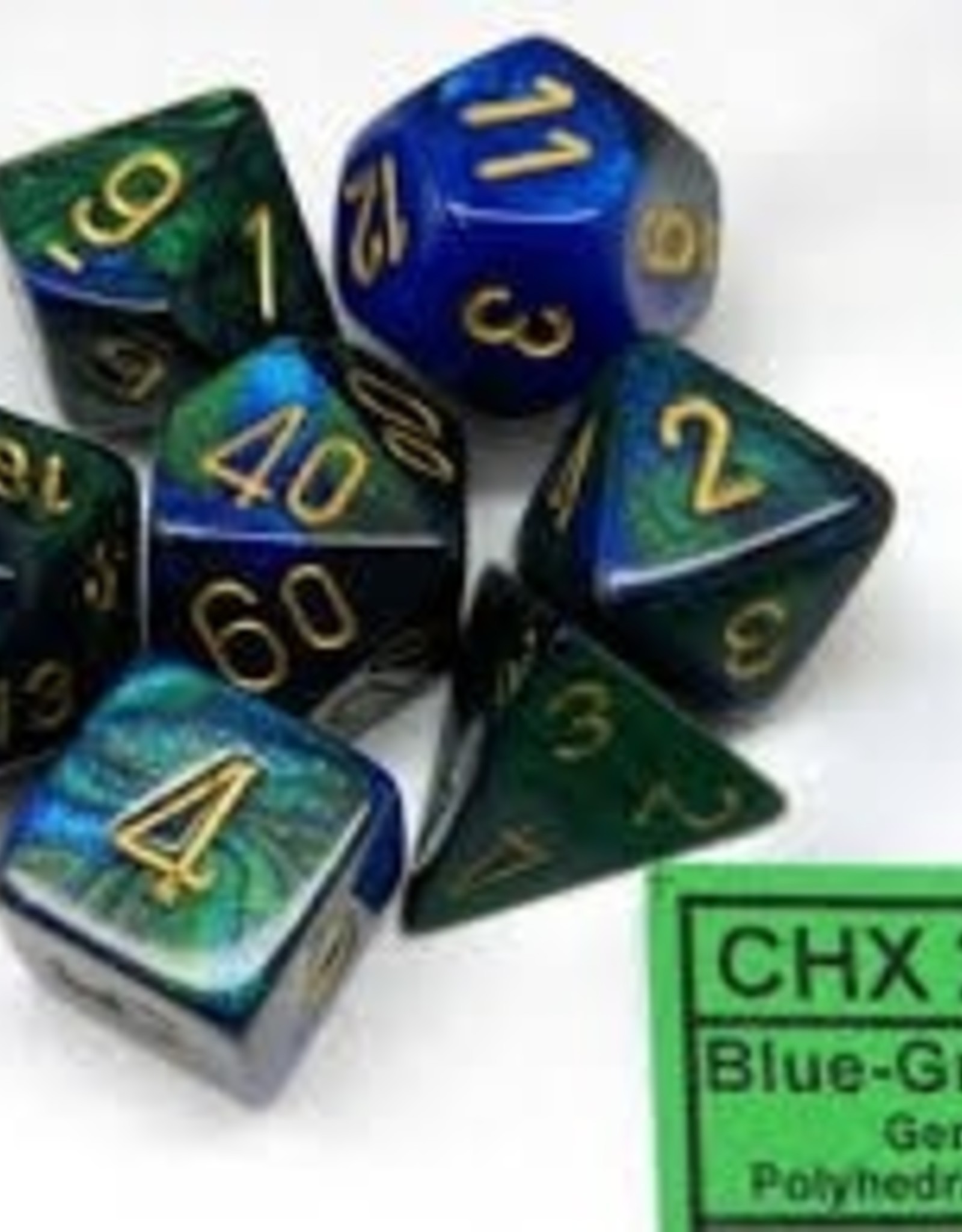 Chessex GEMINI 7-DIE SET BLUE-GREEN/GOLD