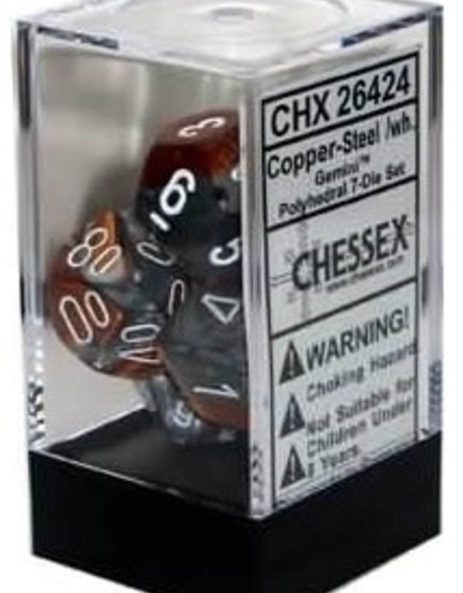 Chessex GEMINI 7-DIE SET COPPER-STEEL/WHITE