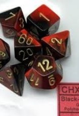 Chessex GEMINI 7-DIE SET BLACK-RED/GOLD