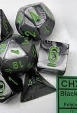 Chessex GEMINI 7-DIE SET BLACK-GREY/GREEN