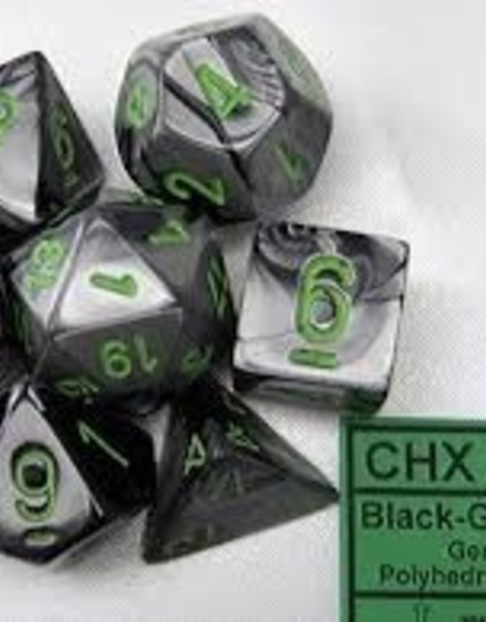Chessex GEMINI 7-DIE SET BLACK-GREY/GREEN