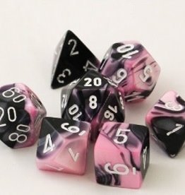 Chessex GEMINI 7-DIE SET BLACK-PINK/WHITE