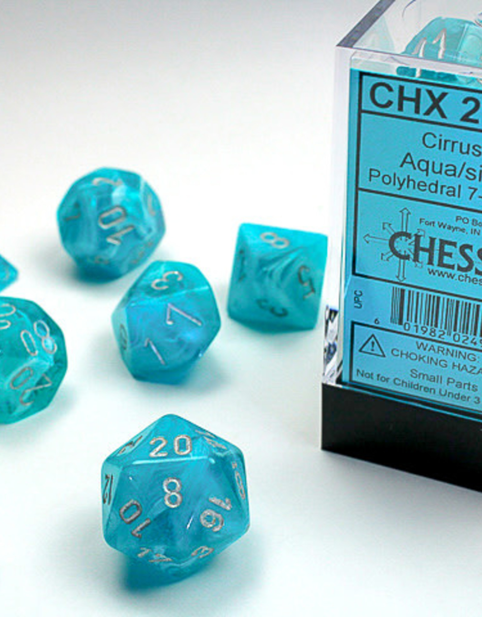 Chessex CIRRUS 7-DIE SET AQUA/SILVER
