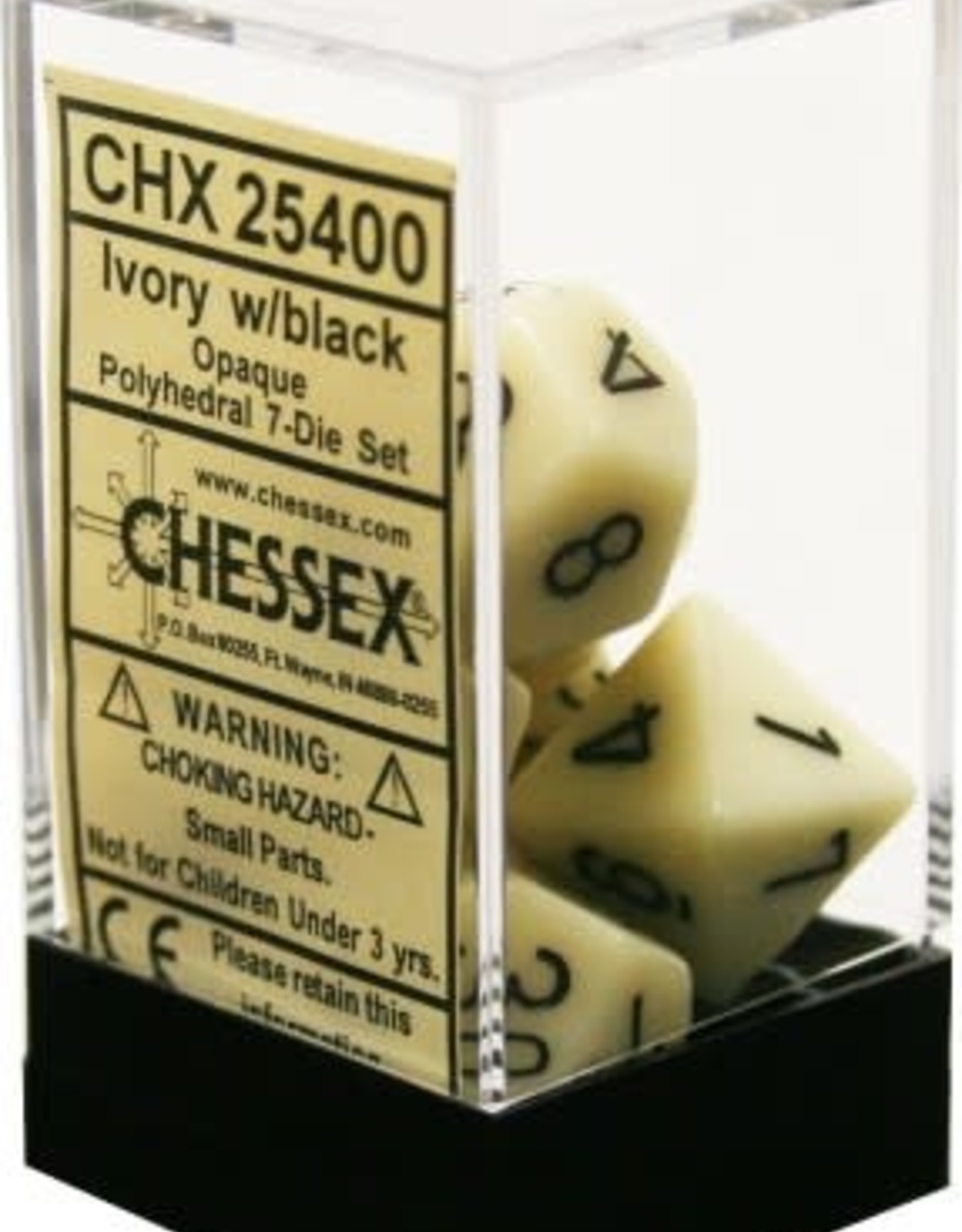 Chessex Chessex Opaque Dice (7) Ivory/Black