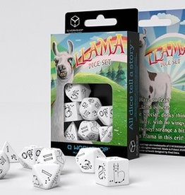 BRIGHT LLAMA DICE SET WHITE AND BLACK