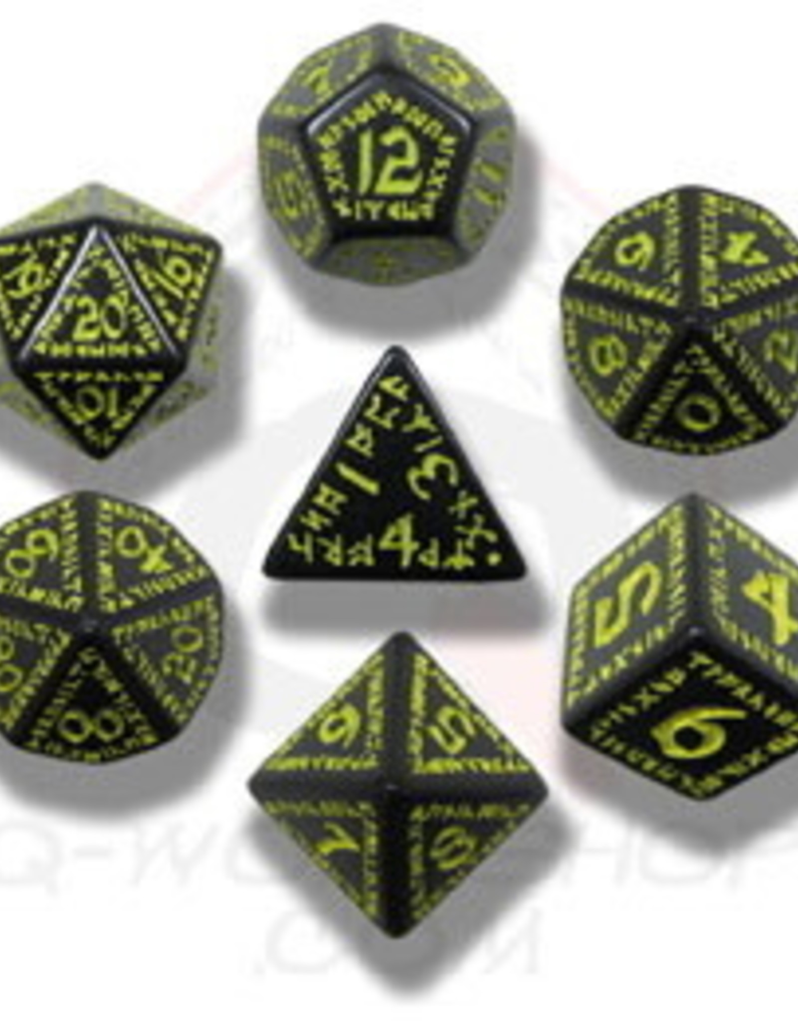 RUNIC DICE SET: BLACK/YELLOW (7)