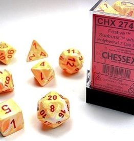 Chessex FESTIVE 7-DIE SET SUNBURST/RED
