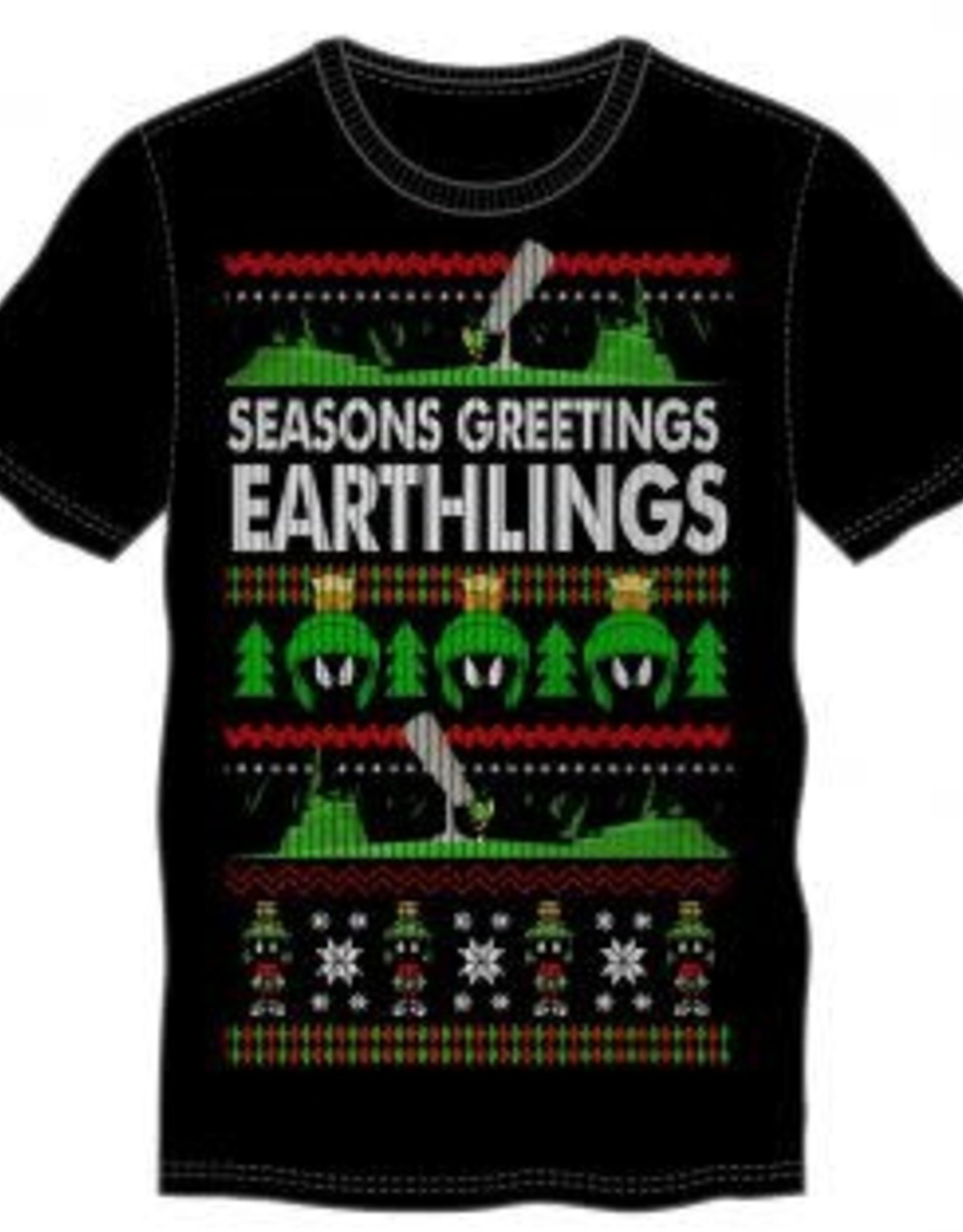 LOONEY TUNES - S Seasons Greetings Earthlings Men's Black Tee