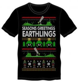 LOONEY TUNES - S Seasons Greetings Earthlings Men's Black Tee