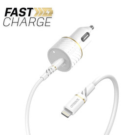 Otterbox PD 18W Car Charger USB-C w/ Lightning Cable 4ft White